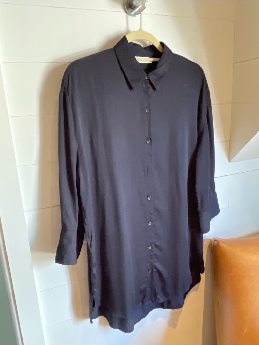 Classic Black Button-Front Blouse Shirt